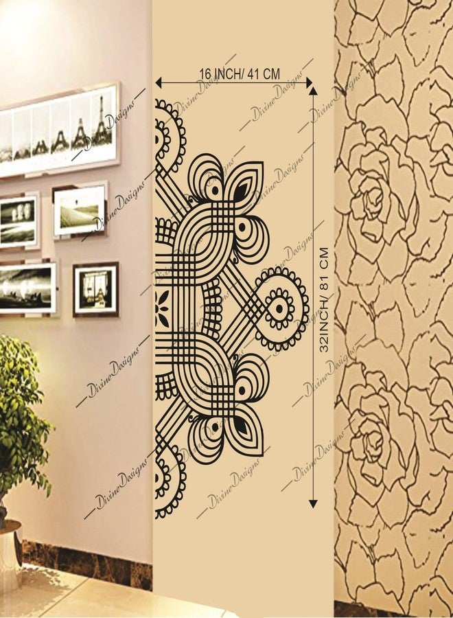 DivineDesigns ملصق ديفاين ديزاينز بتصميم نصف ماندالا دوامات سوداء ذاتية اللصق للمنزل - Image 3